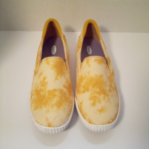 Dr. Scholls Jot It Down Deck Shoes Yellow Tie Dyed Slip-On Size 6.5 Pre-owned - Picture 2 of 11